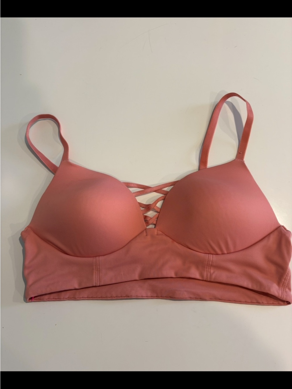 La SENZA Coral Pink Padded Bralette with Crisscross Detail